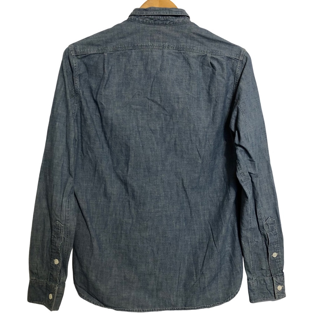 J Crew Shirt Mens Small Blue Chambray Denim Slim Fit Chin Strap Preppy - Picture 2 of 10